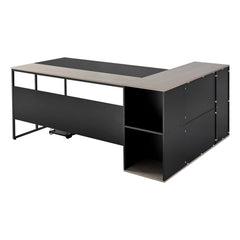 Uimoso 350 LB L-Shaped Executive Desk with Drawers & Stand – Large Home Office Computer Desk
