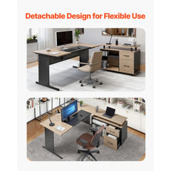 Uimoso 350 LB L-Shaped Executive Desk with Drawers & Storage Cabinet – Large Office Computer Desk