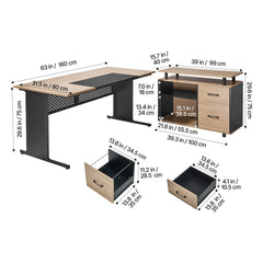 Uimoso 350 LB L-Shaped Executive Desk with Drawers & Storage Cabinet – Large Office Computer Desk