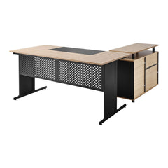 Uimoso 350 LB L-Shaped Executive Desk with Drawers & Storage Cabinet – Large Office Computer Desk