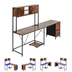 Uimoso 62.2" L-Shaped Gaming Desk with LED Lights – Reversible Corner Computer Desk