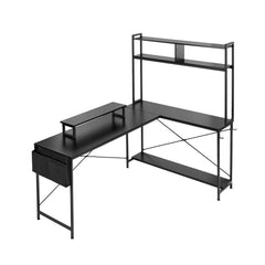 Uimoso 67" L-Shaped Reversible Computer Desk with Monitor Shelf – Gaming & Home Office Desk