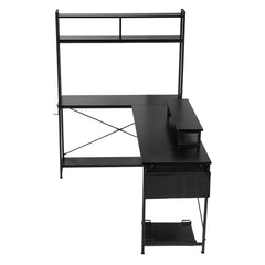 Uimoso 67" L-Shaped Reversible Computer Desk with Monitor Shelf – Gaming & Home Office Desk