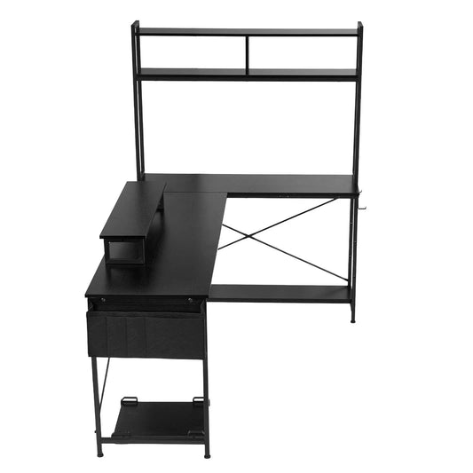 Uimoso 67" L-Shaped Reversible Computer Desk with Monitor Shelf – Gaming & Home Office Desk