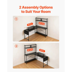 Uimoso 67" L-Shaped Reversible Computer Desk with Monitor Shelf – Gaming & Home Office Desk