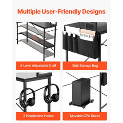 Uimoso 67" L-Shaped Reversible Computer Desk with Monitor Shelf – Gaming & Home Office Desk