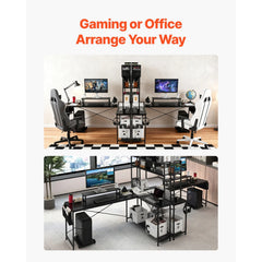 Uimoso 67" L-Shaped Reversible Computer Desk with Monitor Shelf – Gaming & Home Office Desk