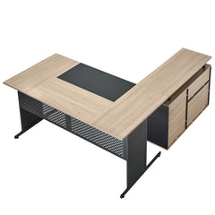 VEVOR L Shaped Reversible Executive Desk with Drawers & Storage Cabinet – 350 LB Heavy-Duty Office Desk