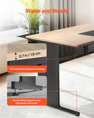 VEVOR L Shaped Reversible Executive Desk with Drawers & Storage Cabinet – 350 LB Heavy-Duty Office Desk