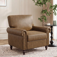 Mid-Century Modern Accent Chair, Upholstered Living Room Armchair, Easy Assembly