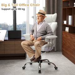 White Big & Tall Executive Office Chair with Footrest – High Back Desk Chair