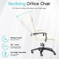White Executive Office Chair High Back with Armrests – Swivel Computer Desk Chair
