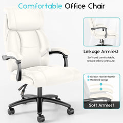 White Executive Office Chair High Back with Armrests – Swivel Computer Desk Chair
