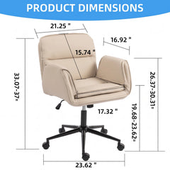 Wide Criss Cross Office Chair – Ergonomic Swivel Vanity Desk Chair with Wheels, Beige PU