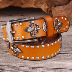Y2K Spades High Rivet Studded Genuine Leather Belt