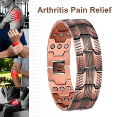Pure Copper Magnetic Bracelet for Men – 3500 Gauss Magnets, Adjustable & Hypoallergenic. Stylish Wellness Gift for Him, Relieve Fatigue & Boost Energy, is a jewelry magnetic bracelet for daily wear and activities,Father's Day Gift
