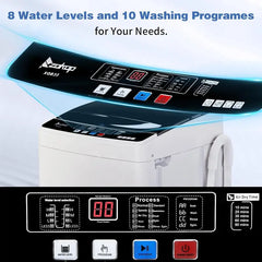 Ubesgoo 15.6LBS Portable Washing Machine, Full-Automatic Laundry Machine with Stainless Steel Drum, 10 Wash Programs Compact Washer and Spin Dryer Combo with Drain Pump for Apartment, Dorm, Home