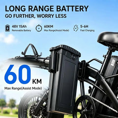 Electric Folding Ebike with Advanced Tech, 650W Motor, 48V 15Ah Battery, 22 mph Speed, 8-Level Shock Absorption, 60Km Range, Dual Disc Brakes, UL2849 Certified for Hardcore Outdoor Cycling, Budget Sport Ebike, Ebikes