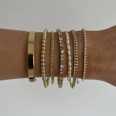 PAVOI Beaded Bracelet for Women - 14K Gold Plated Lightweight Womens Ball Bracelet - Gold Bracelets Cute Stackable Jewelry