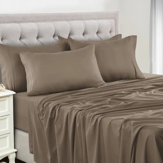 [Deals For You Days ] LUX DECOR 6-Pc Paisley Sheets & Solid Embroidered Bedsheet Set- Queen Sheets & Pillowcases - Upto 16" Deep Pocket Hotel Luxury Sheets Cozy Comfy Breathable & Cooling Sheets - Decorative Bedsheet Set - Summer Gifts