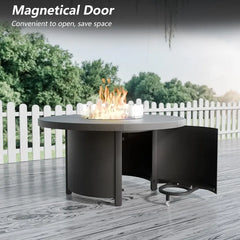 Kullavik 5-Piece Outdoor Patio Furniture Set - 48-Inch 55000 BTU Round Fire Pit Dining Table, 4 Aluminum Swivel Chairs with No-Slip Cushions, Waterproof Covers Included