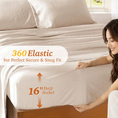 Soft Washed Linen Bed Sheets - Ultra-Soft Feel, Deep Pocket Cooling & Breathable Sheet Set, Temperature Regulating Fabric That Gets Softer With Every Wash