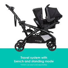 Baby Trend® Sit N Stand® Lightweight Foldable Double 2.0 Stroller w/ Removable 2 Panel Fully Ratcheting Canopy