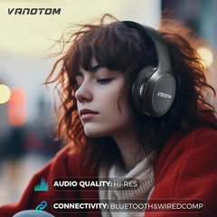 VANOTOM Wireless Headphone Foldable Bluetooth Over Ear Headset for Gaming Phones Computers Electronics Audio with 65H Playtime HIFI Sound Qualitye, Hybrid Wired Earbuds, Connection Cable | Summervibes