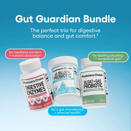 Physician's Choice Gut Guardian Bundle: Advanced Gut Health Support with 60 Billion Probiotic + Digestive Enzymes + Bloat & Gas Probiotic
