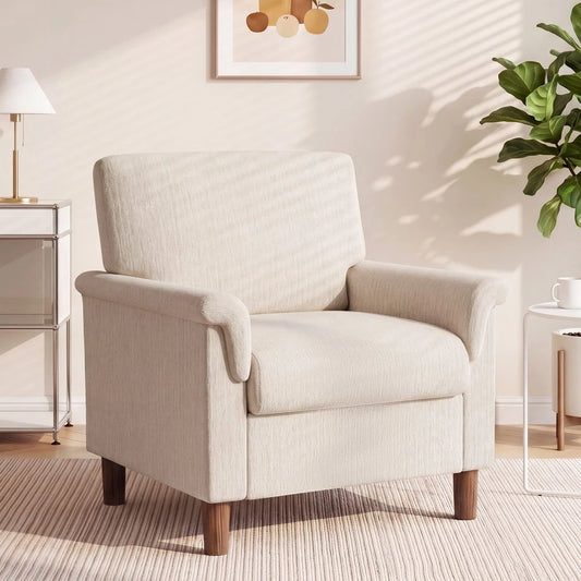 Mid-Century Modern Accent Chair, Upholstered Living Room Armchair, Easy Assembly