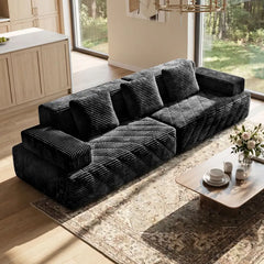 【Fête des Pères】Canapé-lit sans cadre segmenté de 126 pouces. Tissu en velours côtelé compact sans cadre, canapé-lit de sol multifonctionnel pour coins lecture douillets et espaces invités, design ergonomique, expédié en deux pièces modulables