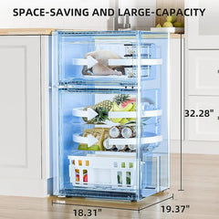 Kismile 3.2 Cu Ft 2-Door Compact Refrigerator with Freezer, Fridge Drawer, Adjustable Shelf, Thermostat – Silver for Bedroom, Office, Two-Door Mini Freezers