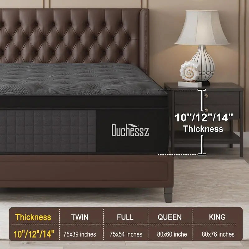10"12"14" Twin Full Queen King Size Mattress in a Box Hybrid Spring Memory Foam, Medium Firm Ergonomic Mattress