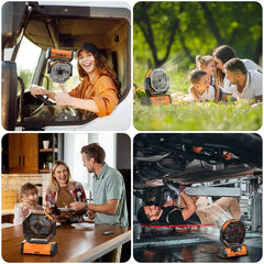 OGERY Rechargeable Camping Fan with LED Light, Portable Multi-functional Fan with 360° Rotating Hook, Oscillating Emergency Camping Fan Cordless Rotatable Battery Powered Lightweight summerwins