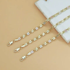 14K gold-plated bracelet Square link jointed chain  Punk hip-hop style men's and women's universal bracelet  Golden tone fashionable accessory waterproof women's bracelet