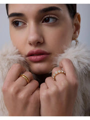 PAVOI 14K Gold Plated Eternity Ring for Women - Statement Eternity Band Rings with Round Cubic Zirconia - Stackable Wedding Band - Travel Bridal Jewelry