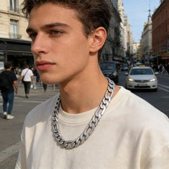 Men's Stainless Steel Figaro Chain Necklace Set, 12MM Polished Silver Tone Cuban Link Curb Chain Necklaces, Hip Hop Rapper Style Chunky Thick Chain Jewelry,925 Silver  Plated Stylish ,For Men Women Daily Wear, Valentine's Day Birthday Gift