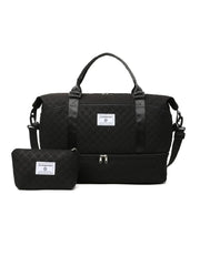 Large Capacity Travel Bag Set, Letter Pattern Zipper Travel Bag with Shoe Compartment, Casual Sports Fitness Bag for Women & Men, Weekender Travel Set