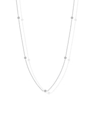 PAVOI 14K Gold Plated Station Necklace for Women - Dainty Choker Simulated Diamond Necklace - Lightweight Womens CZ Chain Necklace