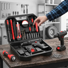 Tool Set Kit ，All-in-One Compact Tools kit,Home Tool Kit With Storage Case, DIY Power Tools For Fence Work, Home Décor, Furniture Assembly & Everyday Repairs