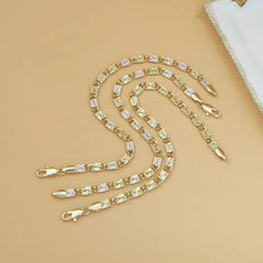 14K gold-plated bracelet Square link jointed chain  Punk hip-hop style men's and women's universal bracelet  Golden tone fashionable accessory waterproof women's bracelet