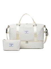 Large Capacity Travel Bag Set, Letter Pattern Zipper Travel Bag with Shoe Compartment, Casual Sports Fitness Bag for Women & Men, Weekender Travel Set