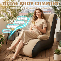 Mother’s Day gift S-Shaped Lounger (with Air Pump) — Portable PVC Sofa Bed, Versatile Indoor/Outdoor Air Cushion Chair; Ideal for Patios, Gardens, Beaches, and Leisure Areas; Modern Backrest Chair & Travel Seat