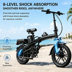 Electric Folding Ebike with Advanced Tech, 650W Motor, 48V 15Ah Battery, 22 mph Speed, 8-Level Shock Absorption, 60Km Range, Dual Disc Brakes, UL2849 Certified for Hardcore Outdoor Cycling, Budget Sport Ebike, Ebikes