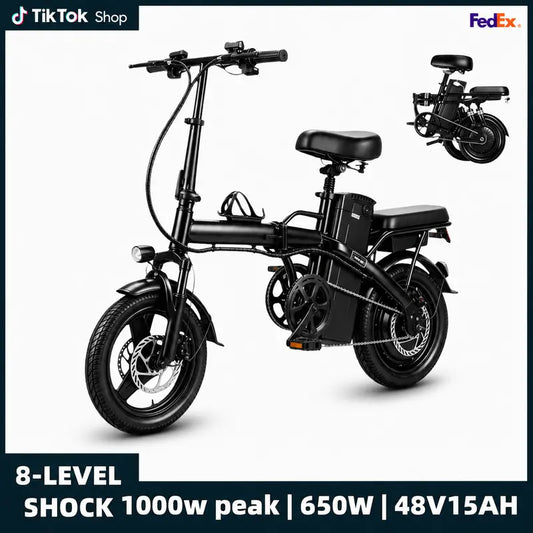 Electric Folding Ebike with Advanced Tech, 650W Motor, 48V 15Ah Battery, 22 mph Speed, 8-Level Shock Absorption, 60Km Range, Dual Disc Brakes, UL2849 Certified for Hardcore Outdoor Cycling, Budget Sport Ebike, Ebikes