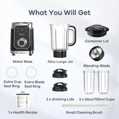 Ganiza Professional Smoothie Blender 1100W Motor 25000 RPM 8 Auto Programs for Frozen Fruits Ice 64 oz Large 12-in-1 Countertop Blender Dishwasher Safe Multifunctional Juicer food processor nutribullet vitamix juicer machine