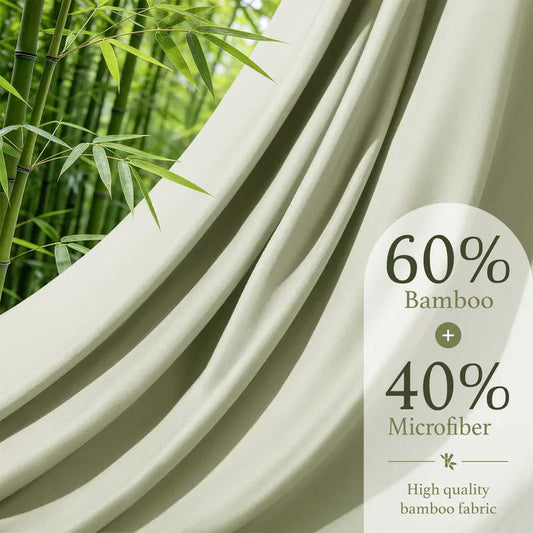 Bamboo Cooling Sheets Set 4/6 Pcs Silky Soft Breathable Hotel Luxury Bedding Set for Hot Sleepers 16 Inch Deep Pocket Wrinkle Resistant Machine Washable