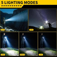 【SummerVibes】2PACKS High Lumen Rechargeable LED Flashlights Ultra-Bright Flashlights 5 Modes With COB Light Tactical Accessories,Zoom-able Torch Handheld Flashlight，For Outdoor Emergency Signaling Backyard BBQ Adjust Brightness Labor Day spotlight