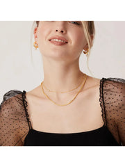 PAVOI 14K Gold Plated Station Necklace for Women - Dainty Choker Simulated Diamond Necklace - Lightweight Womens CZ Chain Necklace