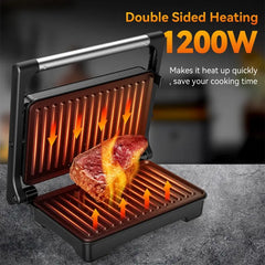YASHE Panini Grill, 1200 W Machine à Croque Monsieur et Panini, Plaques en Aluminium Moulé Revêtues Antiadhésives, pour 2 Tranches de Pain, Ouverture à 180 Degrés, Facile à Nettoyer, Polyvalent